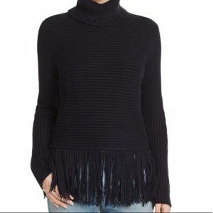 Michael Michael Kors Fringed Merino Cashmere Turtleneck Sweater